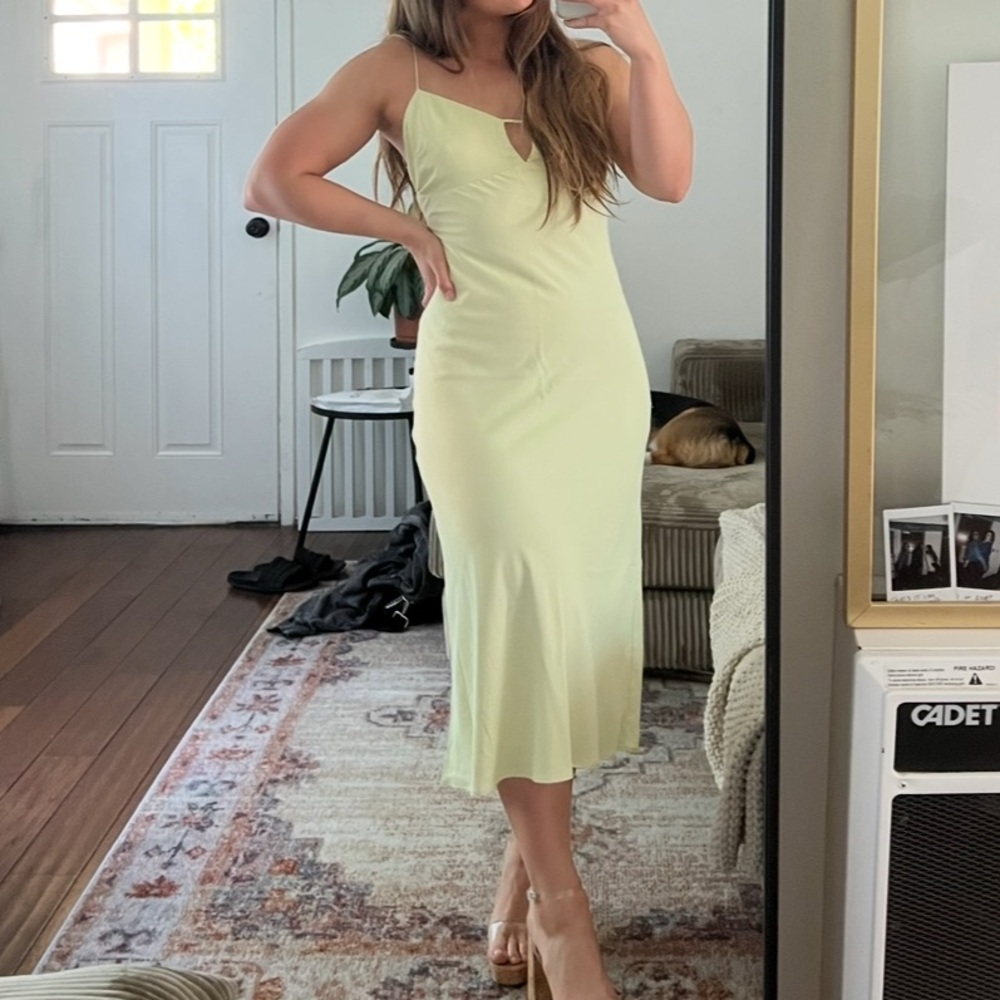 Abercrombie & Fitch Pale Green/Yellow Midi Dress